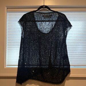 All Saints Black Sequin Sheer Top